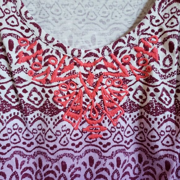 Athleta Ascender Short Sleeve Tee Cotton Top Raspberry Bantu Size S Tribal Ombre - Picture 4 of 10
